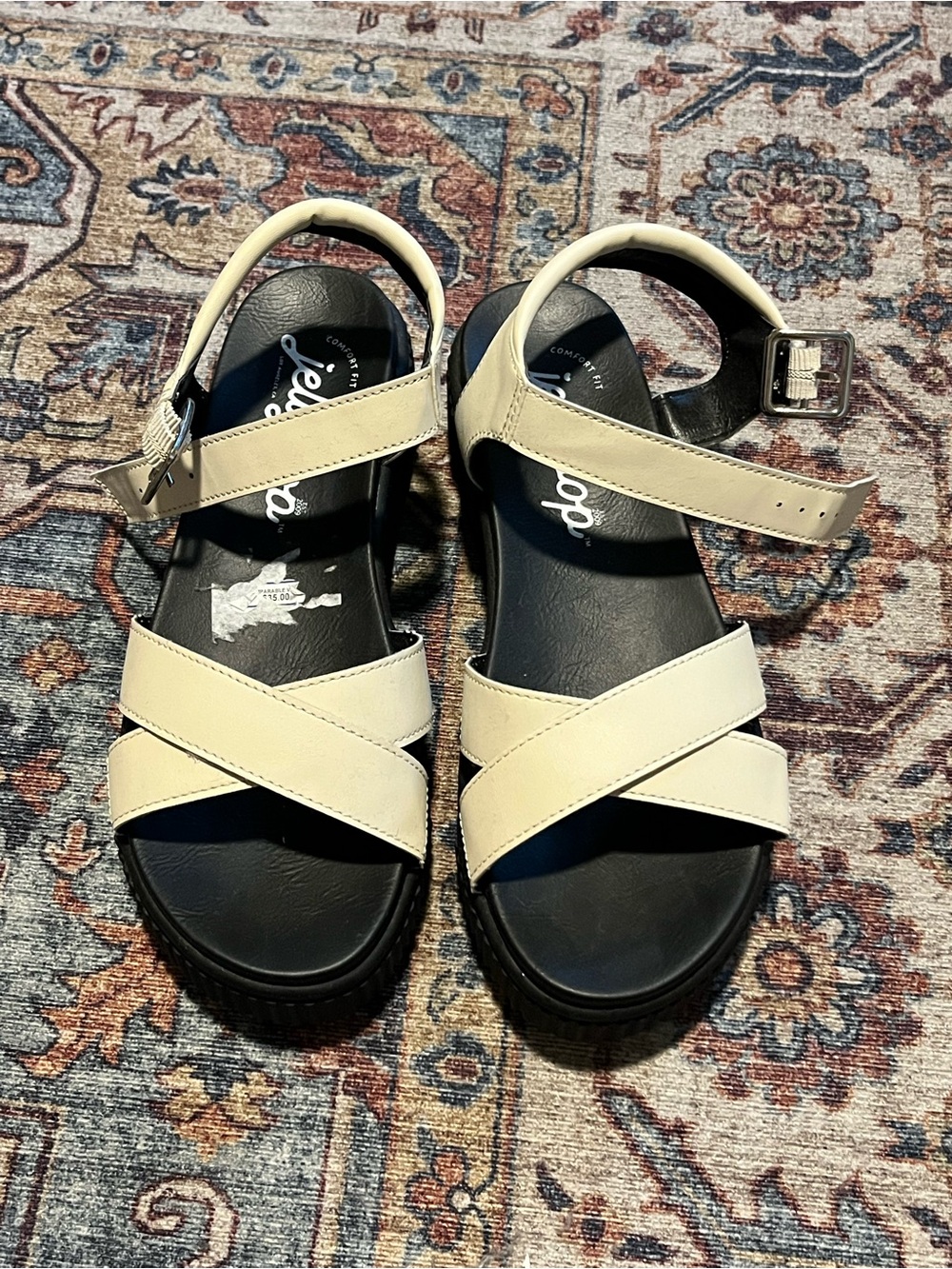 Jellypop White Strappy Platform Ankle Buckle Sandals